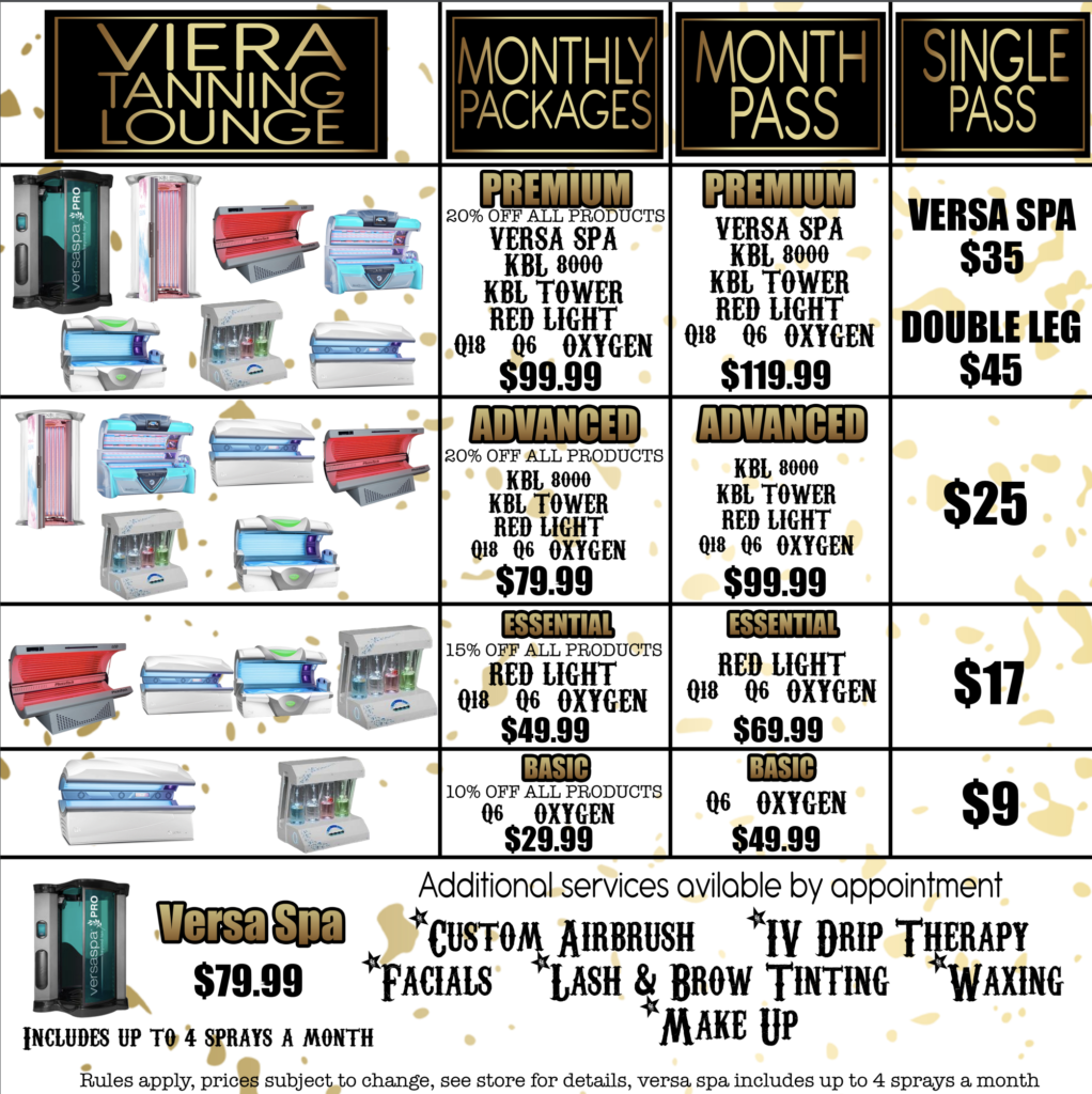 Prices & Packages Viera Tanning Lounge